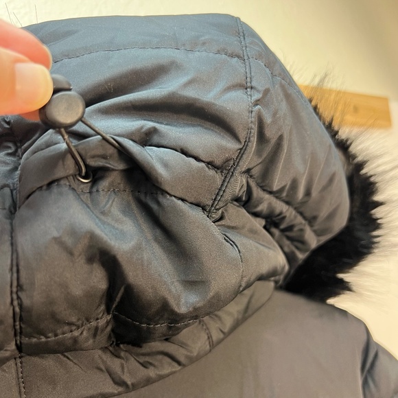 Lands End Women's Puffer Coat Goose Down Maxi Black Jacket Removable Fur Hood 1X - Picture 4 of 16
